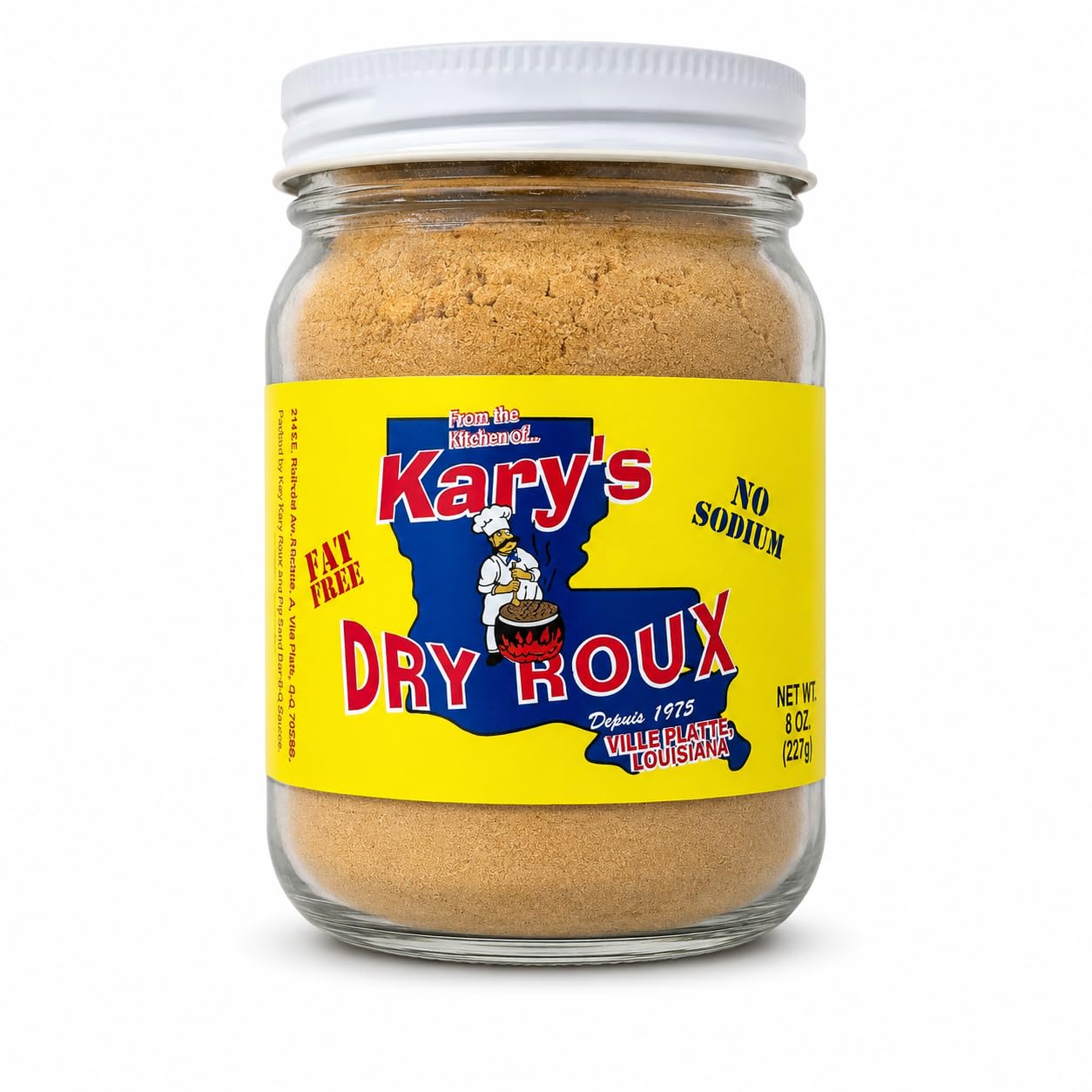 Kary's No Fat Dry Roux 8 oz, No Sodium Cajun Gumbo Base, Pack of 1