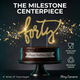 40th Birthday Cake Topper, FORTY, 40 Cake Topper, Happy 40th Birthday Cake Topper For Women and Men by Merry Expressions