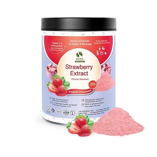 Bionutricia Strawberry Extract Powder 20:1 - No Sugar Added, Rich in Vitamin C & Antioxidants, Great for Smoothies, Baking & Drinks, Vegan, Non-GMO