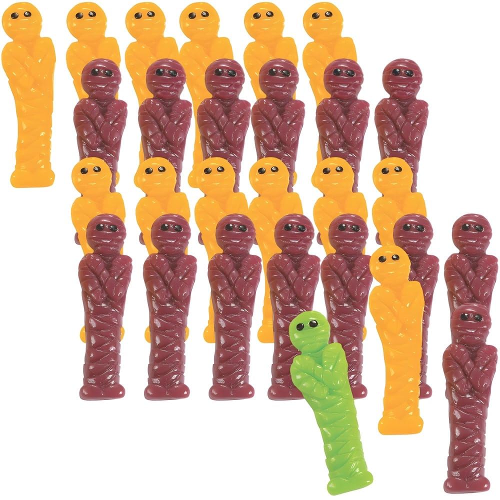 Fun Express 1 lb. Mummies Green, Yellow & Purple Fruit Gummy Candy - 46 Pieces