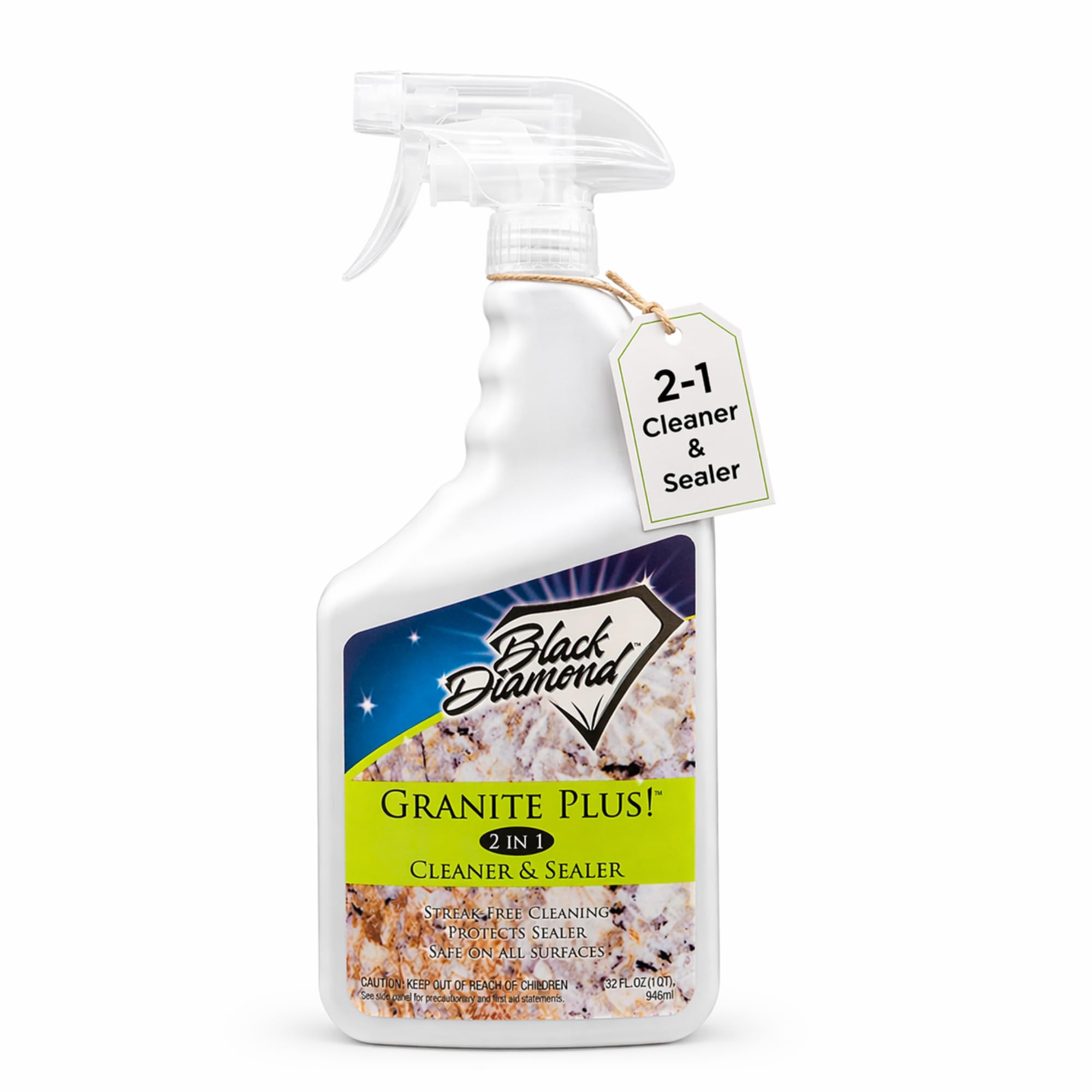 Black Diamond Stoneworks Granite Plus 2-in-1 Cleaner & Sealer, pH Neutral, Streak-Free Stone Cleaner for Granite, Marble, Quartz, Travertine