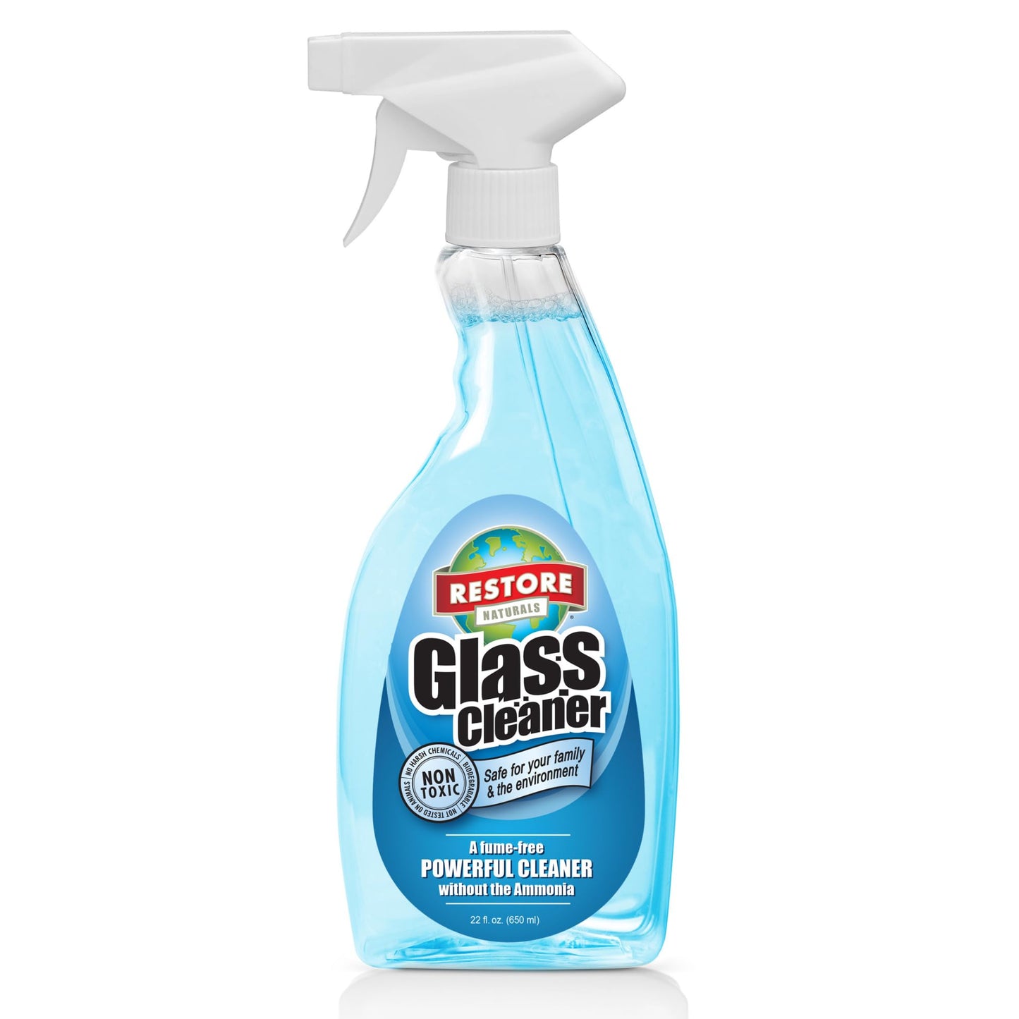 Restore Naturals - 22oz Glass Cleaner Spray - Fume-Free Powerful Window Cleaner, Non-Toxic Formula - Premium Glass Cleaner for Streak-Free Shine - 2