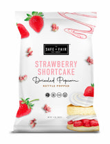 Safe + Fair Food Company Plant-Based Gourmet Strawberry Flavored Popcorn - Strawberry Shortcake Drizzled Kettle Corn Popcorn - Non-GMO + Gluten-Free