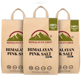 Himalayan Chef Pink Himalayan Salt - 15 lbs. (3 x 5 Pound Bags) Fine Grain, Bulk Bag, Non-GMO, Vegan & Kosher Certified, Food Graded with Rich 84
