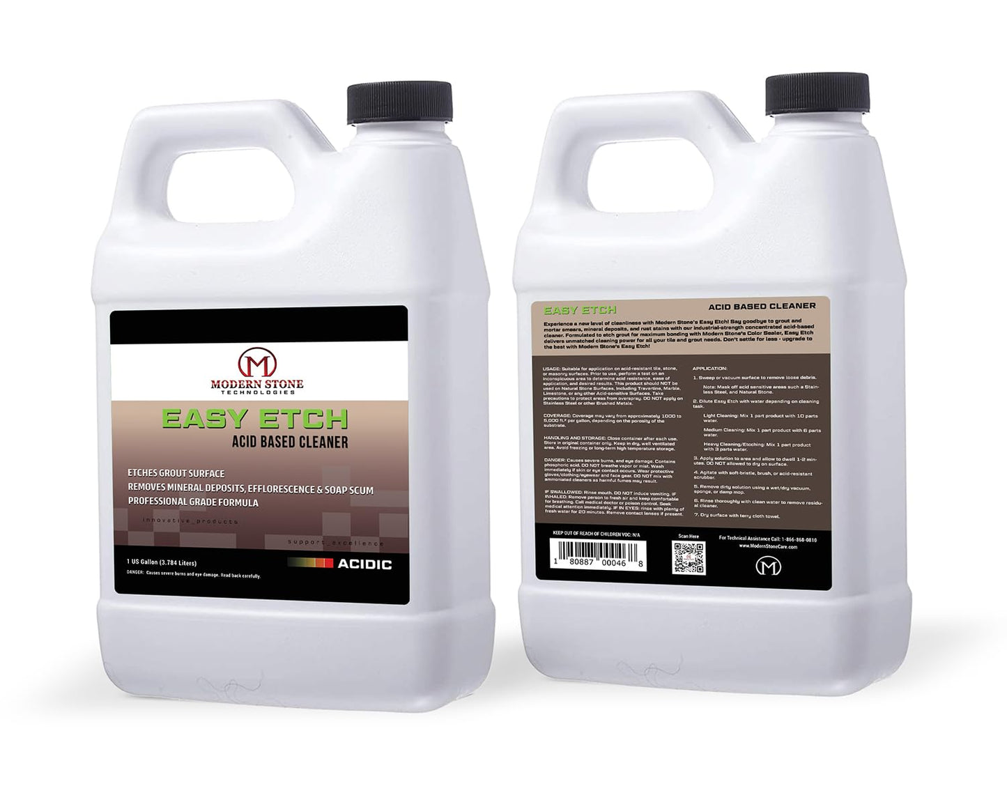 Modern Stone Technologies Easy Etch - Acid-Based Tile & Grout Cleaner Concentrate (Grout Haze/Mortar Smear Remover, Mineral Deposit & Rust Stain