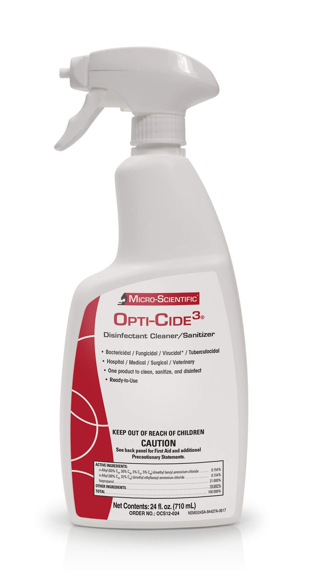 Micro-Scientific - OCS12-024 Opti-Cide3 Healthcare Grade Disinfectant Cleaner and Sanitizer Spray, Model:NEMSI24SA