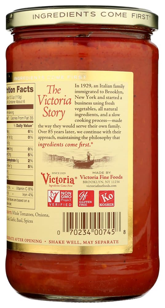 Victoria Low Sodium Marinara Sauce, 25-Ounce (Pack of 6)