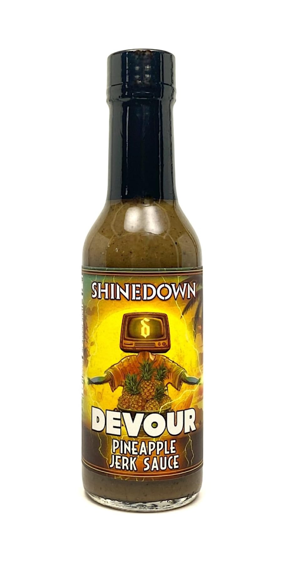 Torchbearer Shinedown Sauces Pineapple Jerk Sauce aka Devour, 5oz Heat Level 3, Medium Spicy - All Natural Hot Sauce, Vegan, Extract-Free, Made in USA