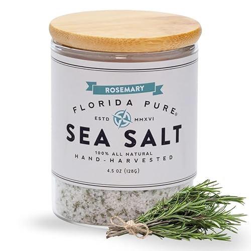 FLORIDA PURE Rosemary Sea Salt - 80+ Mineral Sea Salt, Natural, Unrefined, Non Iodized - for Baking, Cooking, Seasoning & Enhancing Taste