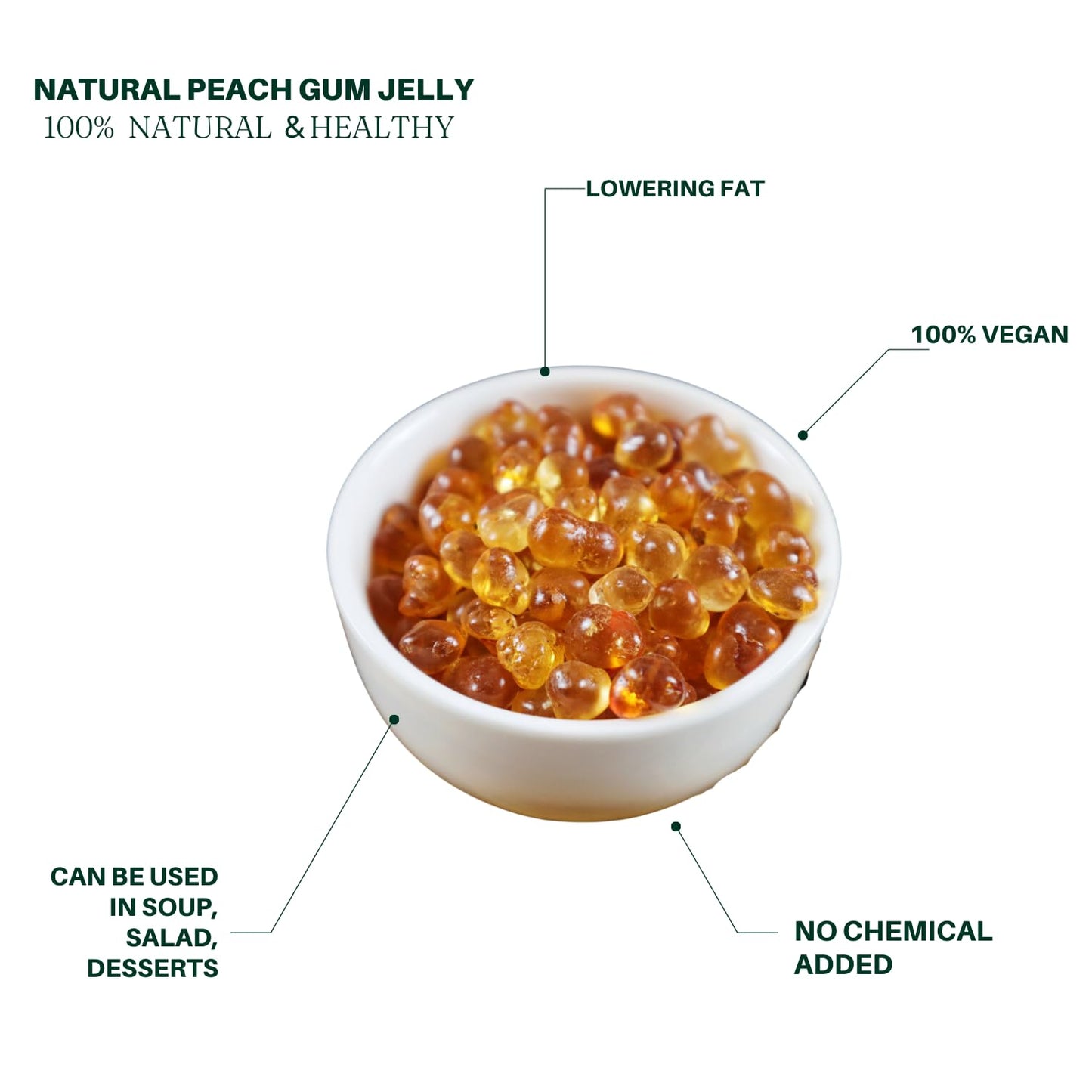 Royal Seafood USA 100% Natural Peach Gum jelly 225g Rich in collagen, No Additives, Desserts, Premium Tao Jiao ?????? ??