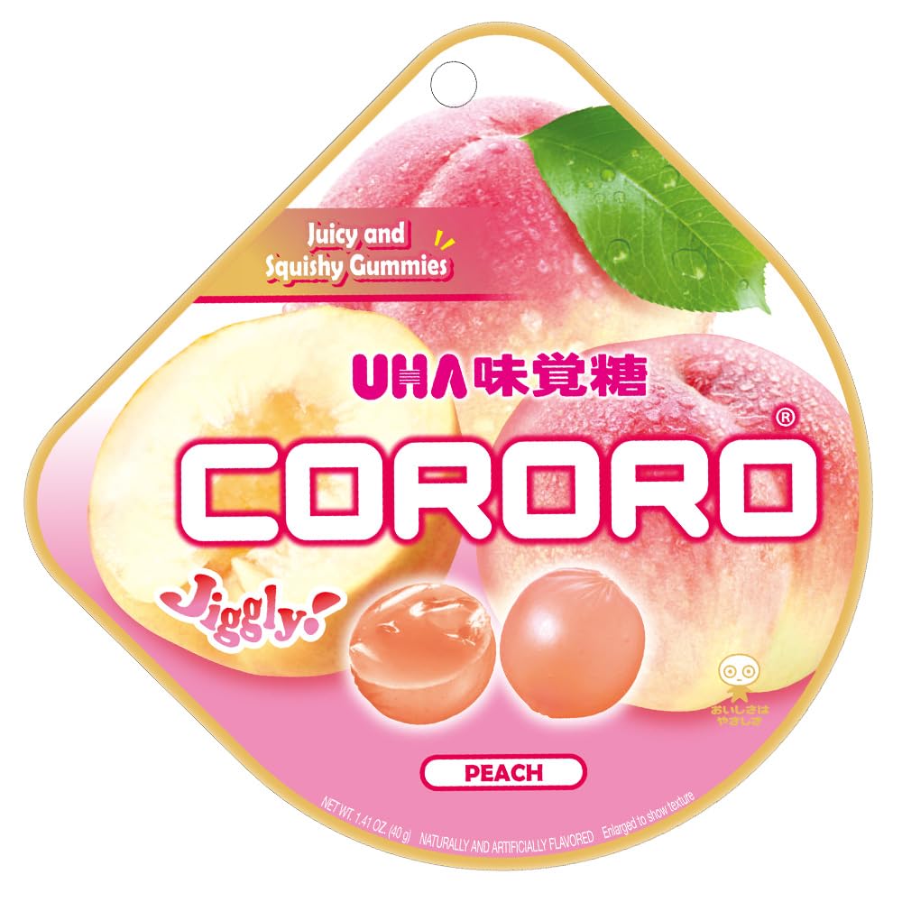 UHA CORORO (Peach / 40g x 6) Japanese Gummy Candy, Gummies (Juicy and Squishy/real fruit juice) kororo