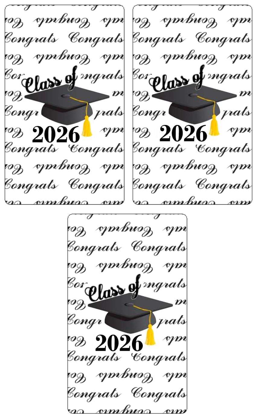 60 Graduation Cap Party Class of 2026 Miniatures Candy Bar Wrapper, (Set of 60) Mini Candy Chocolate Bar Stickers, Labels, Candy Not Included, Color
