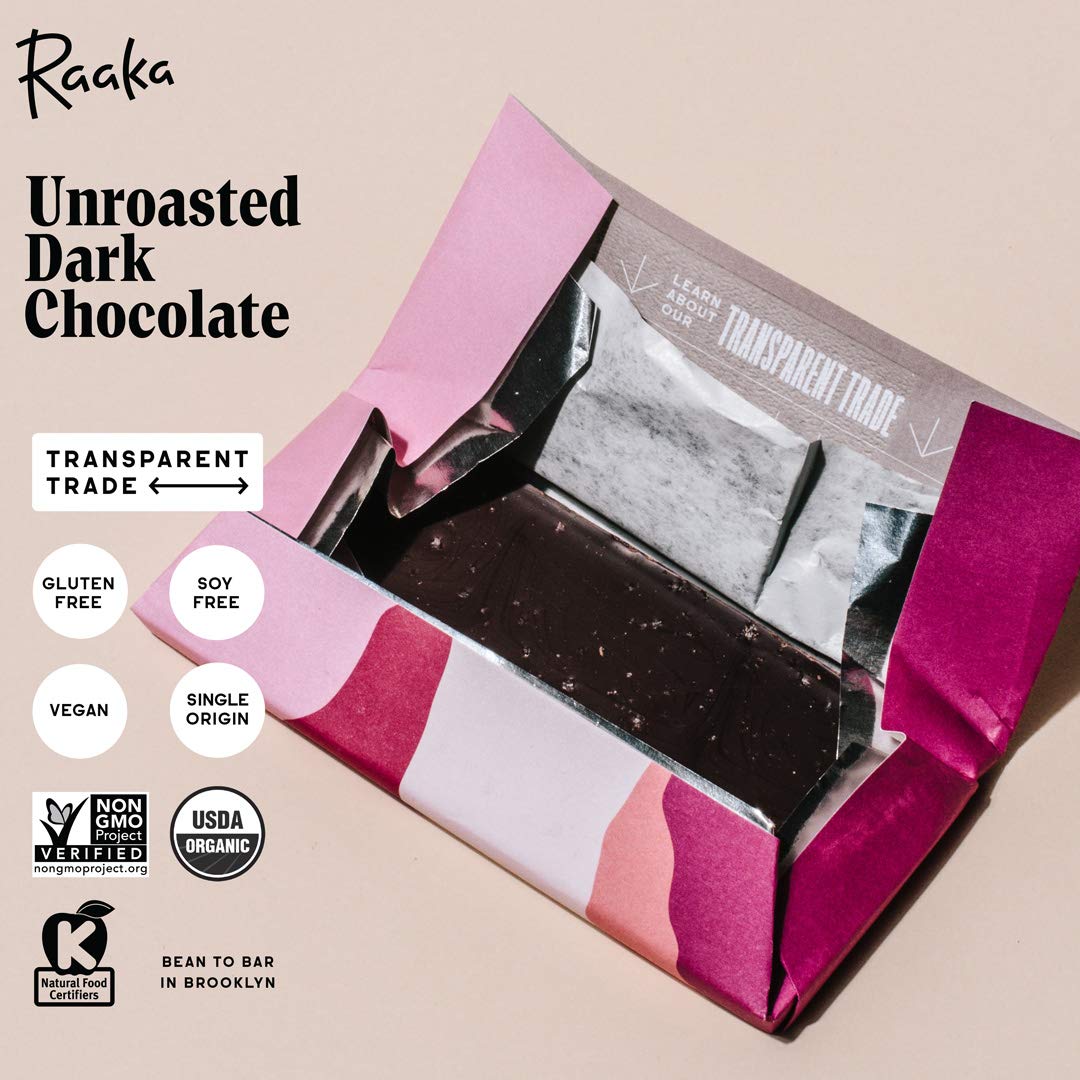 Raaka Chocolate Dairy-Free Pack | Gourmet Bean-to-Bar Dark Chocolate | Organic, Kosher, Vegan, Gluten-Free | Chocolate Lover’s Gift | 1.8oz Bars