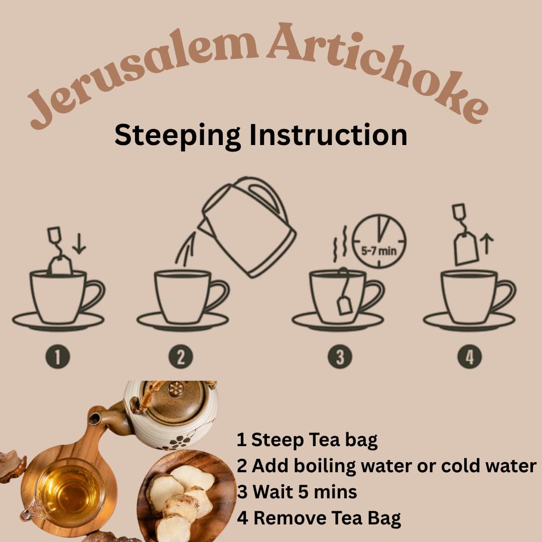 Jaaein Jerusalem Artichoke Tea, No Sugar, Caffeine Free, Gluten Free, Vegan, Low Temperature Aged (50 Tea Bags) Product of KOREA