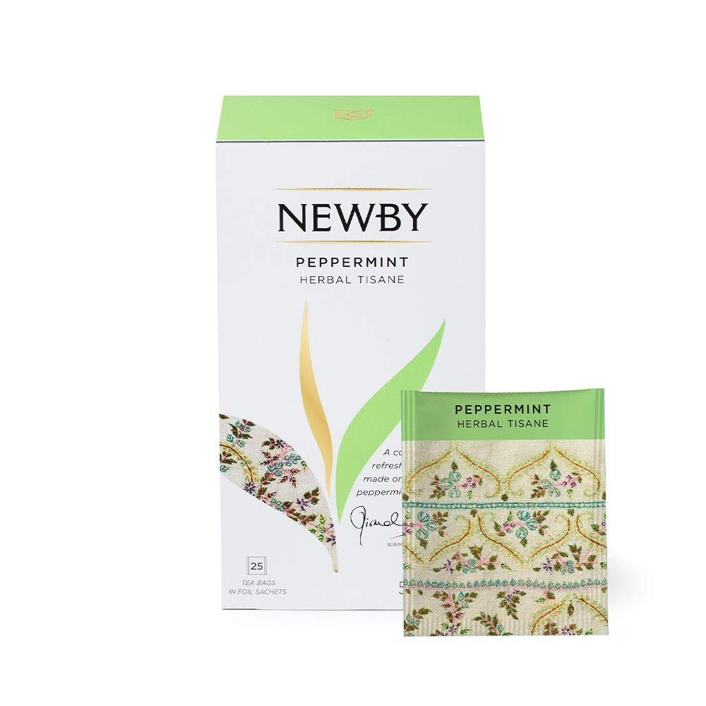 Peppermint Herbal Tea - 25 Individually Wrapped Tea Bags - Refreshing & Caffeine-Free by Newby Teas