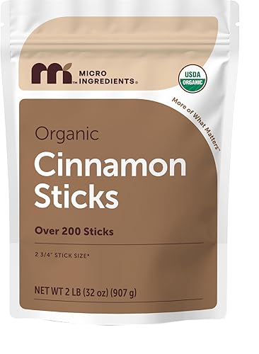 Micro Ingredients Organic Cinnamon Sticks Whole, 2lb (200+ Sticks) | Bold Aroma & Flavor | Great for Tea, Desserts & Cooking | Non-GMO, Vegan