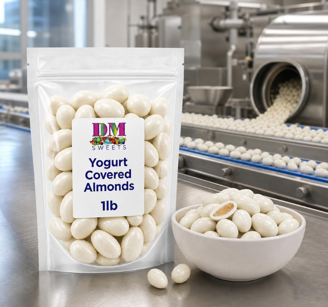 Yogurt Covered Almonds - 1 lb of White Sweet Yogurt Dipped Fresh Almonds