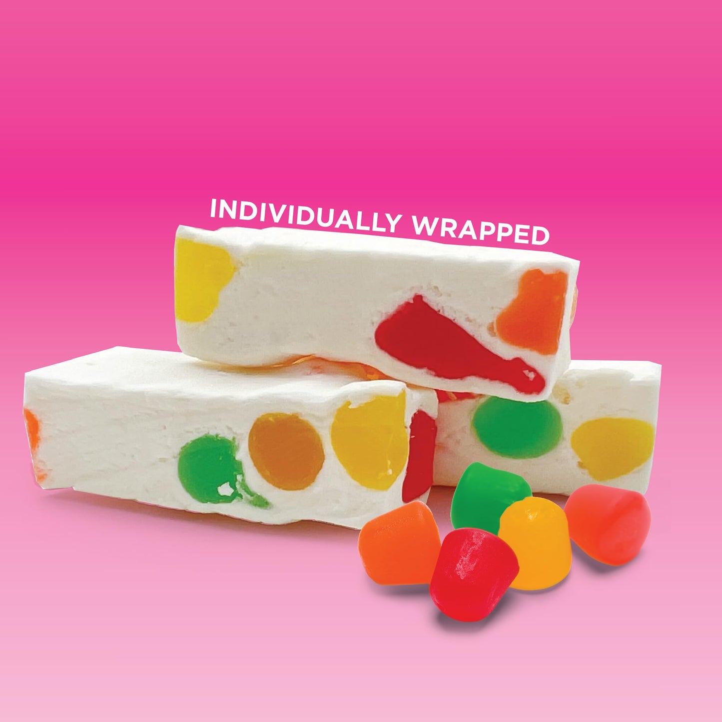 Jujube Nougat - 12 Ounce Pack - 35 Count - Nougat Candy with Fruit Jelly Pieces - Individually Wrapped Chewy Candy for Snacking, Office Bowls, Dessert