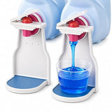 Laundry Detergent Cup Holder & Fabric Softener Drip Catcher, Easy-Press Lever with Secure Spout Clamp, Removable Drip Tray & Non-Slip Pad, Helps
