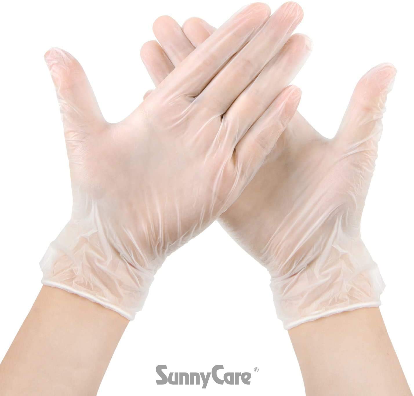 SunnyCare Vinyl Disposable Gloves Powder-Free and Latex Nitrile Free, Large (1000 Count)