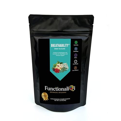 FunctionaliQi Breathability Green Tea Blend with Peppermint for Health Immunity - Eucalyptus Health Congestion and Immunity Ginger Elderflower