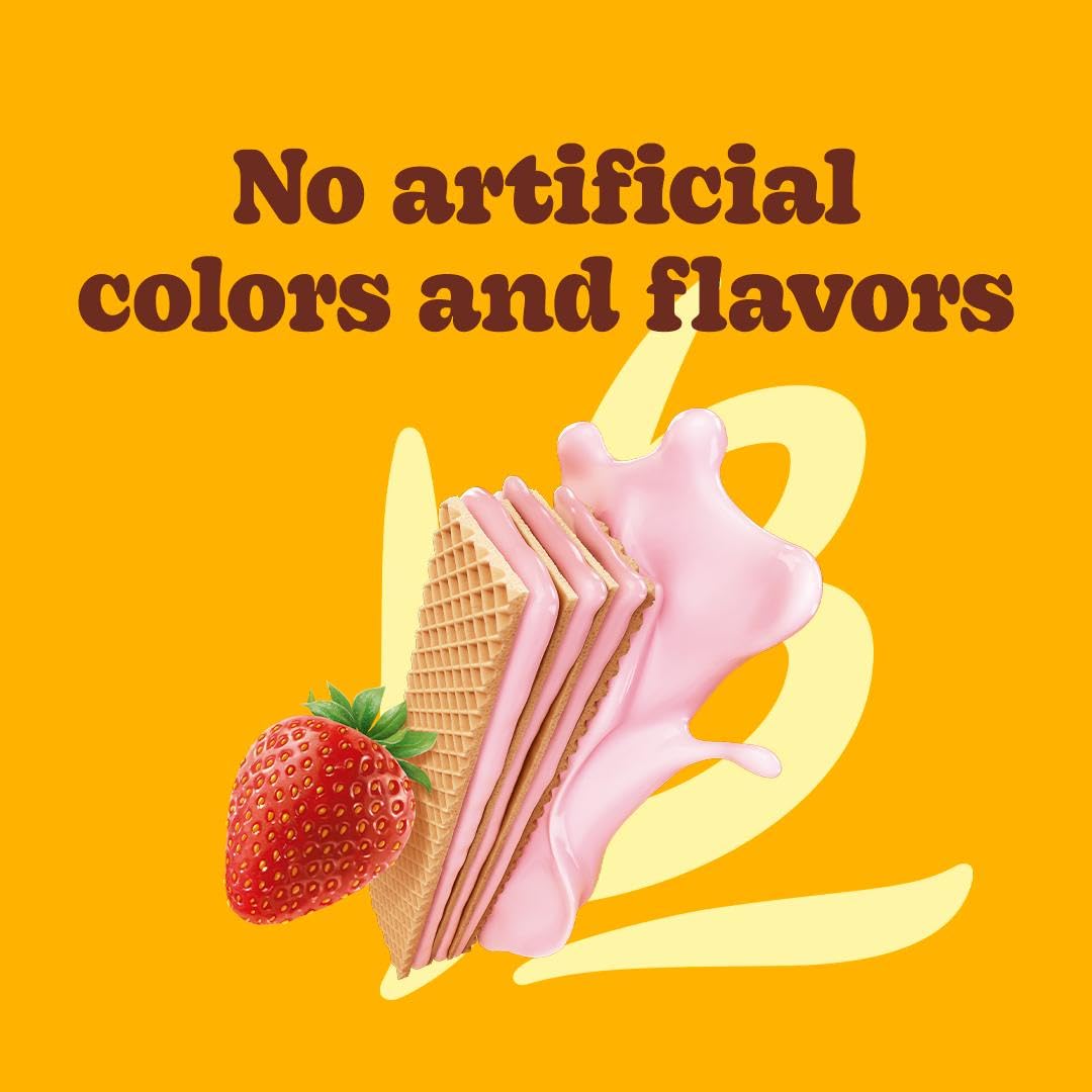 Bauducco Strawberry Wafers - Crispy Wafer Cookies With 3 Delicious, Indulgent, Decadent Layers of Strawberry Flavored Cream - Delicious Sweet Snack or