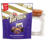 Chocolate Turtles Bites Size Candy Caramel Pecan Nuts Cluster Dark Chocolate With A Standing Decorative Bag