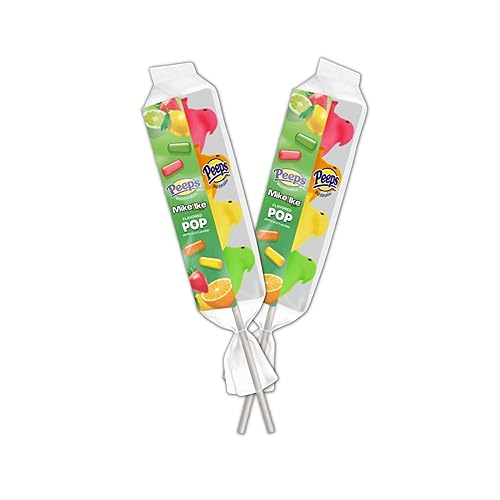 Flavored Marshmallows Easter Lollipop Bundle Includes 2-1.38 Oz Peeps Marshmallow Candy Chick Pop in Mike and Ike Candy Flavors. Fun & Colorful Easter