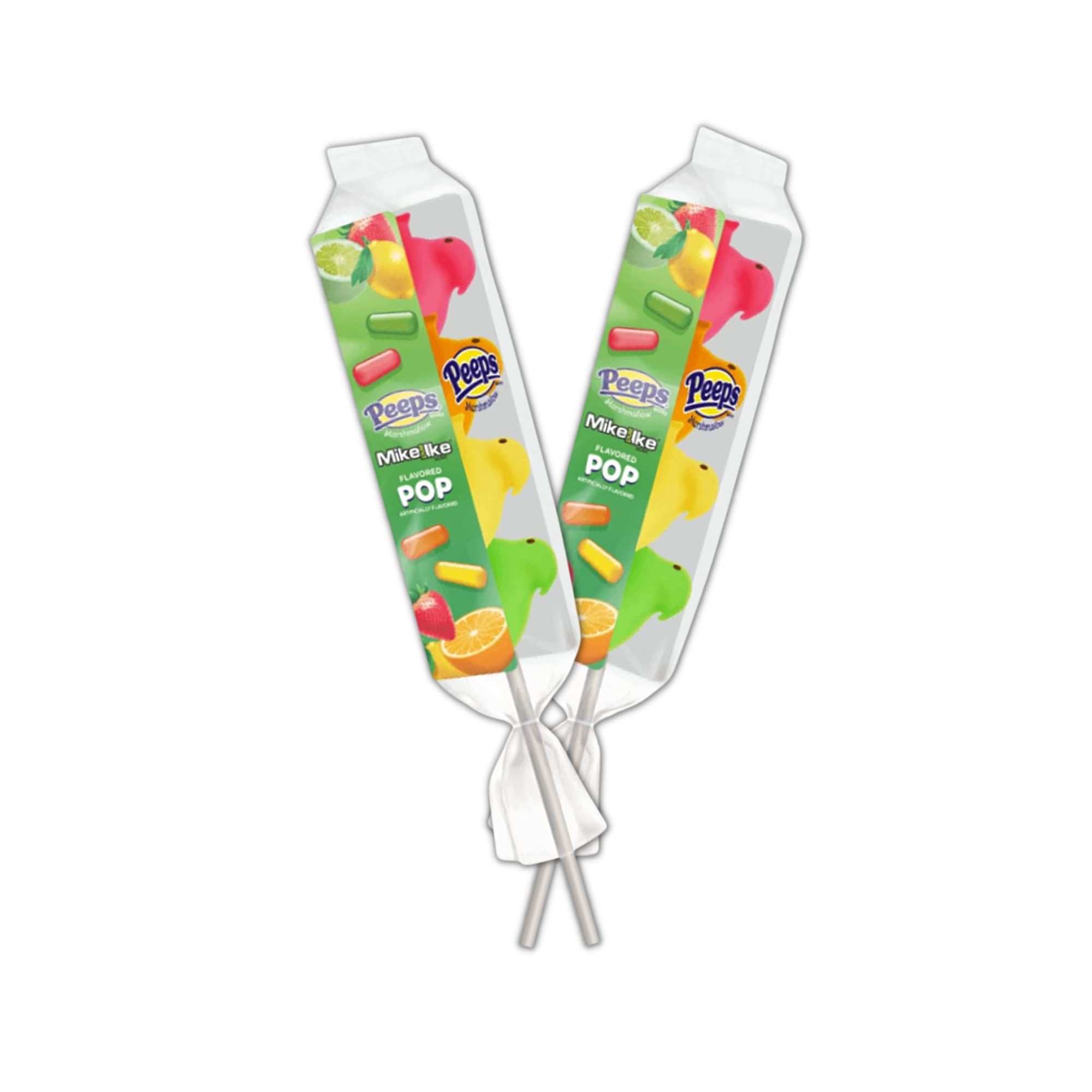 Flavored Marshmallows Easter Lollipop Bundle Includes 2-1.38 Oz Peeps Marshmallow Candy Chick Pop in Mike and Ike Candy Flavors. Fun & Colorful Easter