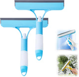 3-in-1 Window Cleaning Scraper with Built-in Spray Bottle, Squeegee and Brush | Multi-Surface Cleaning Tool | Perfect for Shower Glass, Mirrors