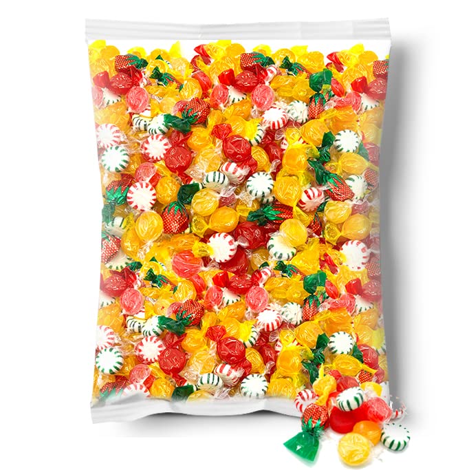 Hard Candy Party Mix | 6 Pound Bulk Bag | Starlight Mints, Strawberry, Cinnamon, Butterscotch, Fruit Flavors | Hard Candy Individually Wrapped