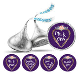 Darling Souvenir 190 Pcs Purple Pre-Wedding Celebration Candy Drop Stickers - Self-Adhesive Mini Chocolate Wrappers for Bridal Shower, Bride Tribe