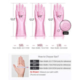 Alimat PluS 3 Pack Reusable Cleaning Gloves Latex Free, Dishwashing Gloves with Cotton Flock Liner and Embossed Palm, Waterproof Household Gloves