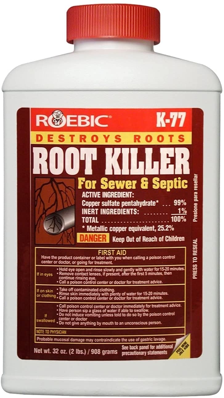 Roebic K-77 Granular Tree Root Killer, Chemical Septic System, Drain Field and Sewer Line Pipe Clog Remover and Root Destroyer, Safe for Bathroom