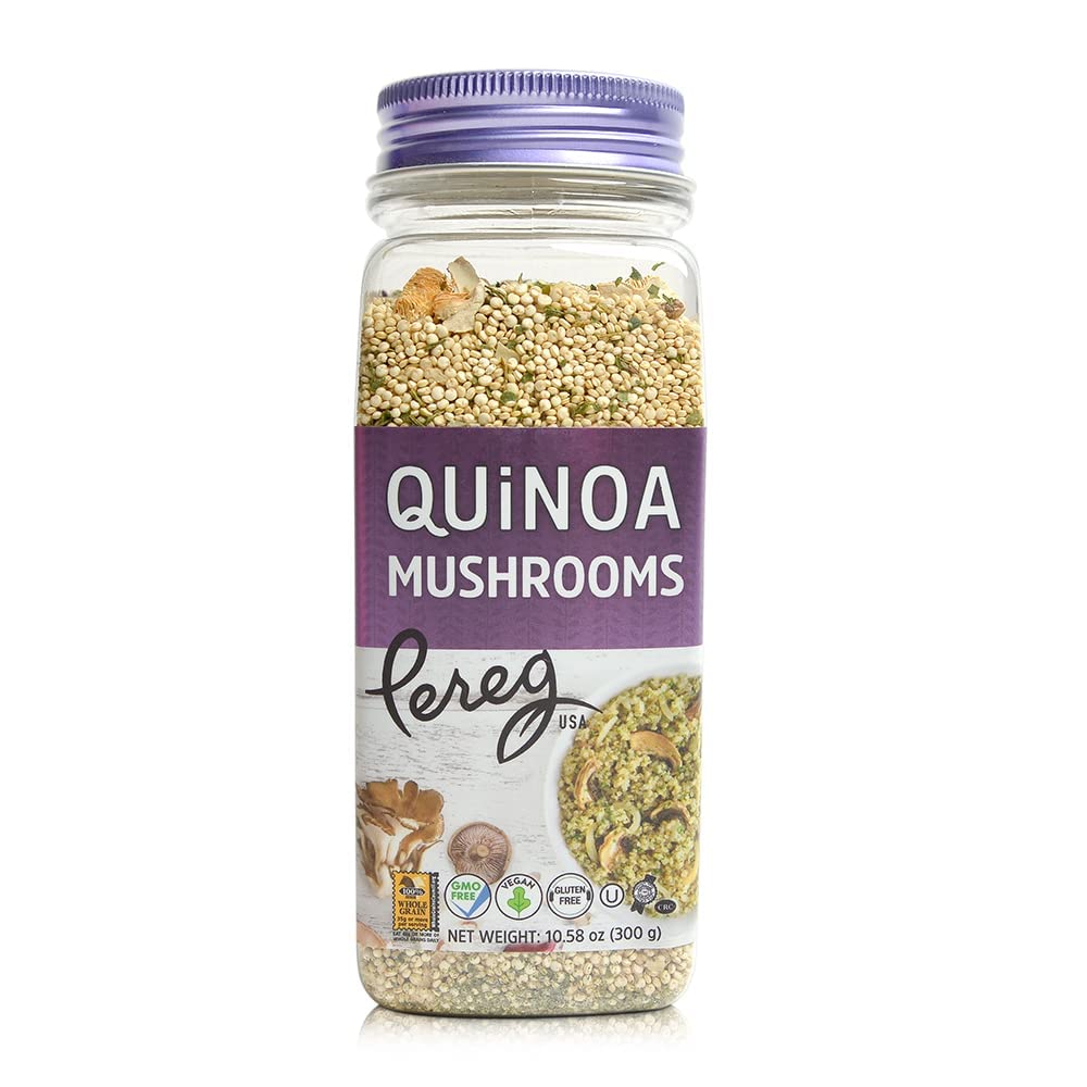 Pereg Quinoa with Mushrooms & Garlic - (10.58 Oz x 6 Pack) - High In Proteins, Iron & Fibres - Ancient Superfood Grain - Non-GMO, Vegan & Vegetarian