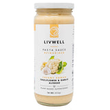 LIVWELL Dairy-Free Cauliflower Pasta Sauce - Plant Based Vegan Alfredo Pasta Sauce with Cauliflower, Roasted Garlic & Cashews, Nutrient Rich, Non GMO