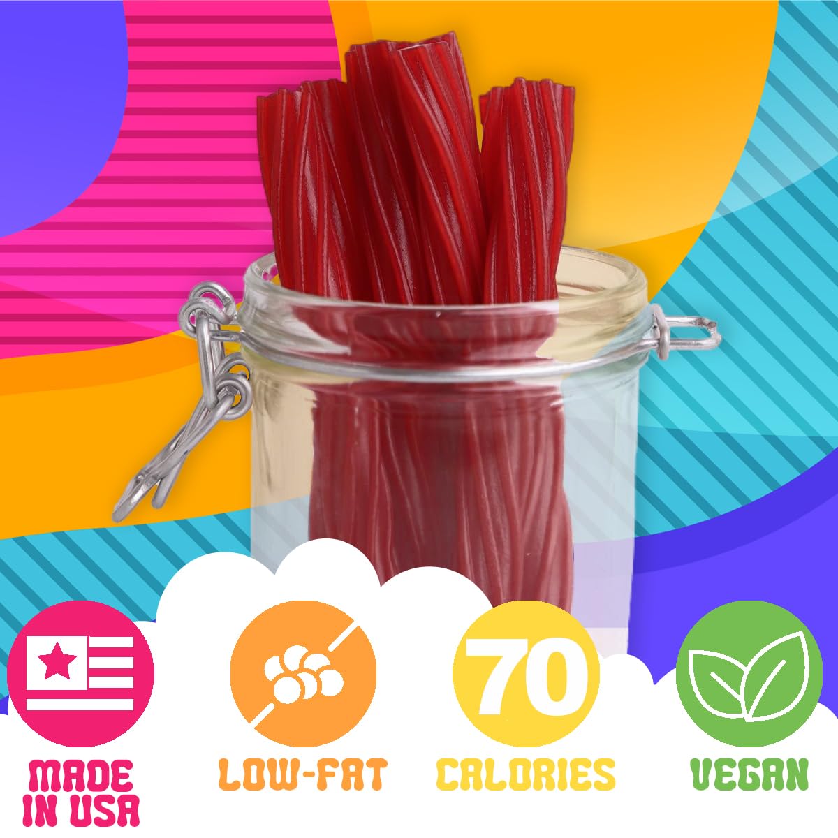 Amish Good Gourmet Licorice Twist Candy - Premium Sweet & Chewy Treat, Cinnamon Jumbo Licorice Twist Perfect Snack Under 100 Calories