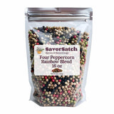 SavorSatch Four Blend Peppercorns - 16oz Resealable Pouch | Bulk Pack | Premium Gourmet Whole Black, White, Green, Pink Peppercorn Mix | Perfect