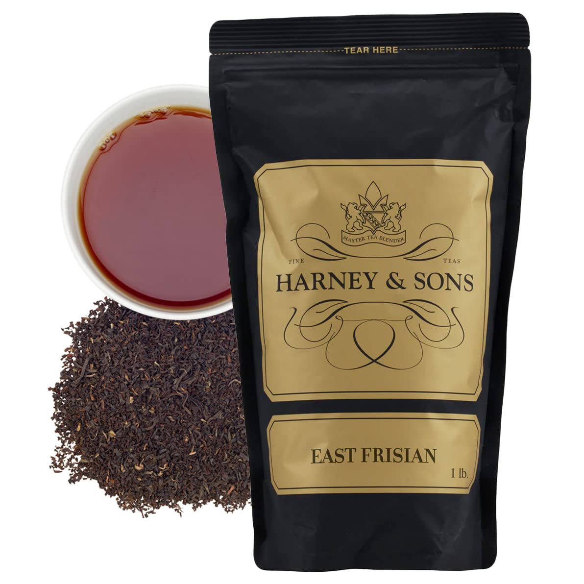 Harney & Sons East Frisian Loose Leaf Black Tea - Bold Full Bodied Breakfast Tea, Caffeinated, 16 oz Bag