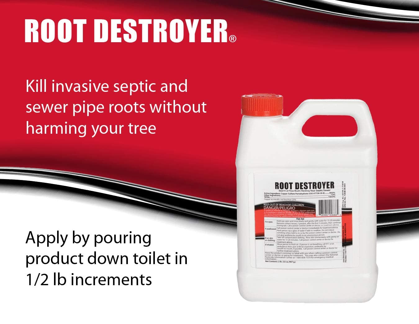 Root Destroyer - 2lbs- Root Killer for Sewer & Pipe Lines- Stops New Growth - Safe for All Plumbing