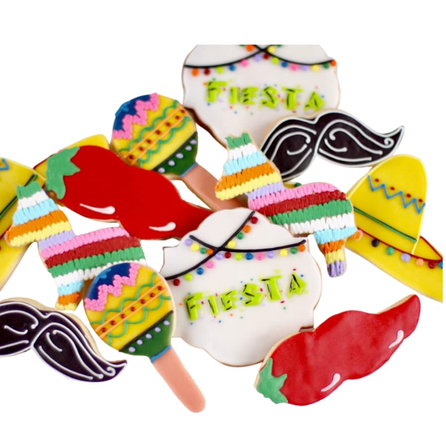 ½ Dz. Its a FIESTA Cookies! Spice it up with Maracas and Chili Peppers Cookies! Mexican, Cinco De Mayo, Baby Shower, Fiesta Birthday Theme Party
