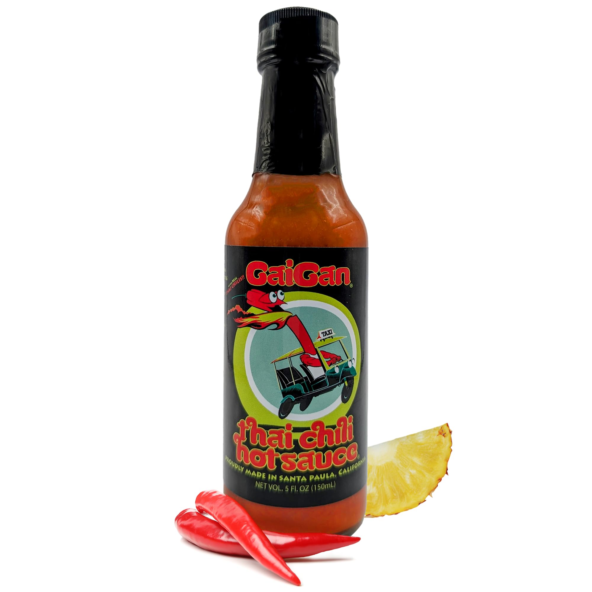 GaiGan - Thai Chili Pineapple Hot Sauce, Low-Calorie, All Natural Vegan Condiments with Low Sodium, Gluten Free & No Preservatives, 150 mL