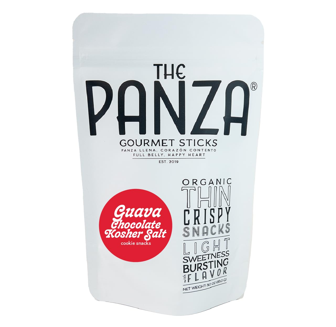 The Panza Guava ChocolateKosher Salt Gourmet Cookie Snack Thin & Crispy | Organic, Non-GMO, 100% Natural Ingredients | Signature Pouch 3.0 oz