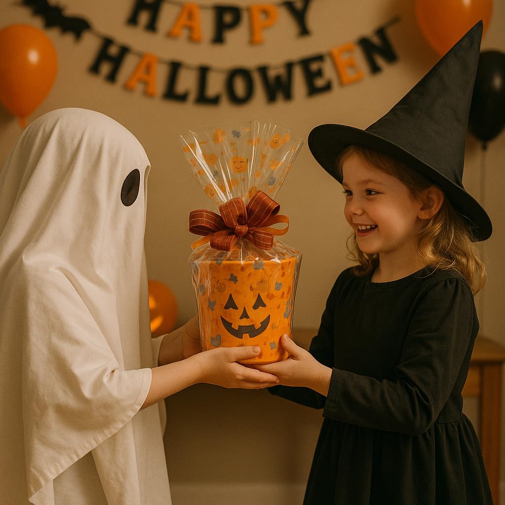 Halloween Pumpkin Gift Basket Hand-Crafted with your favorite chocolates, cookies, and candies