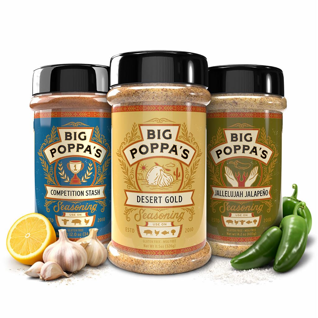 Big Poppa's Poultry BBQ Seasoning Bundle - Desert Gold, Competition Stash & Jallelujah Jalapeño | Chicken & Turkey Seasonings