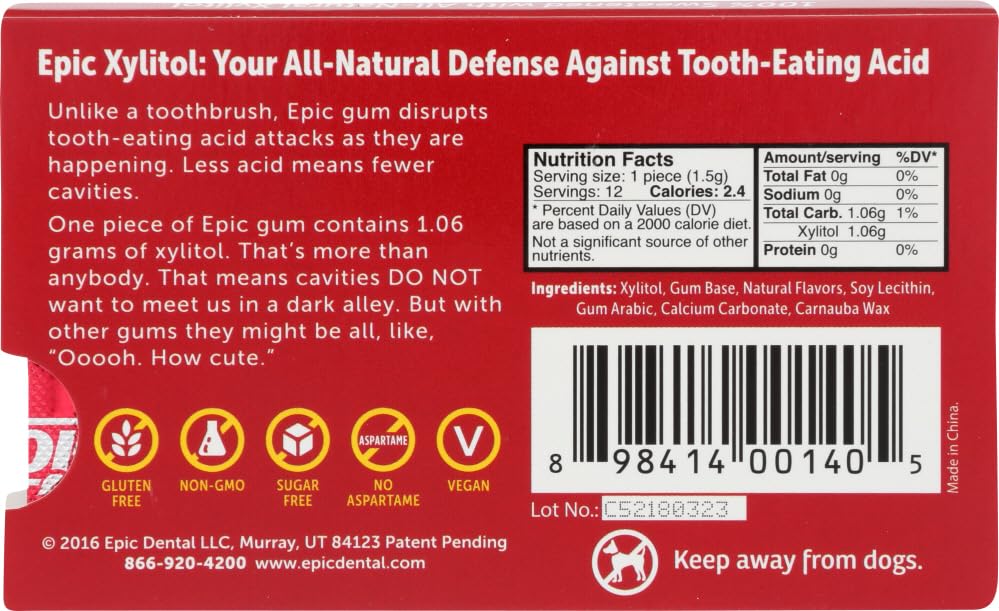 Epic Xylitol Sweetened Gum, Cinnamon, 12-Count (Pack of 12) have a problem Contact 24 hour service Thank You