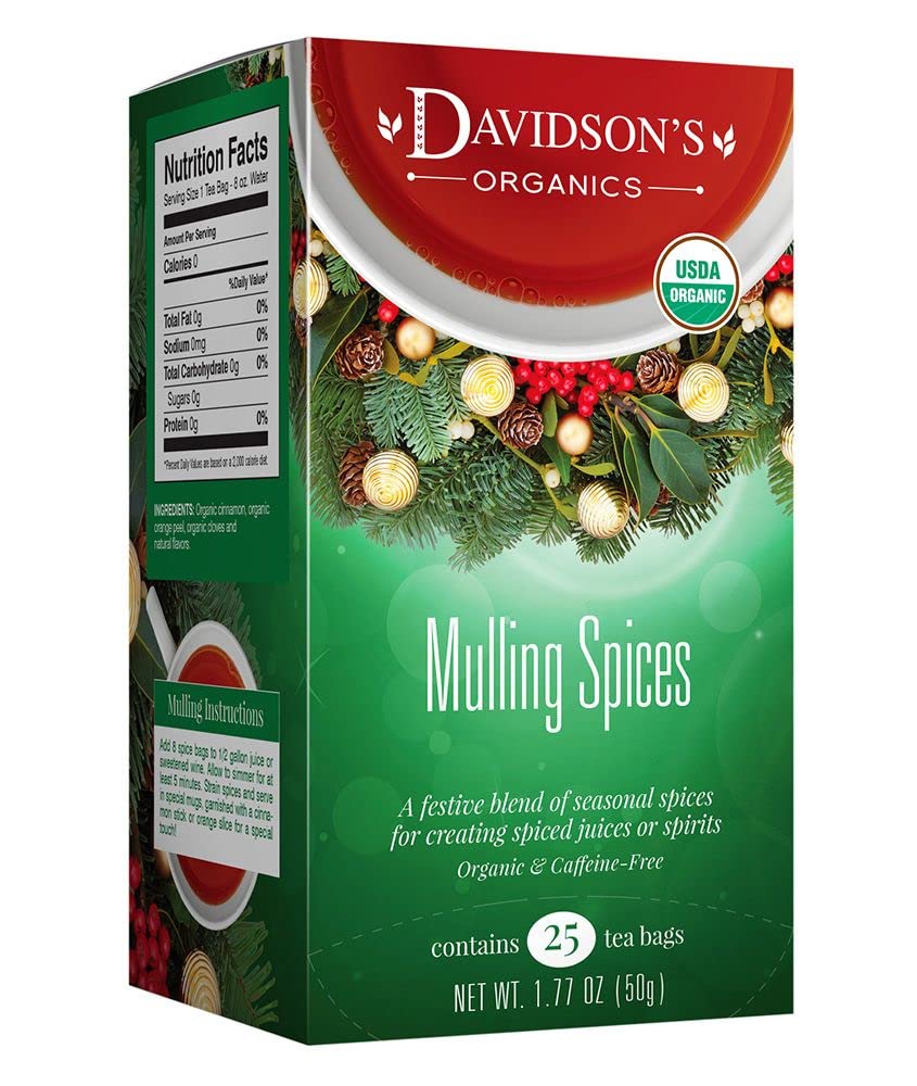 Davidson's Organics, Mulling Spices, 25-count Tea Bags, Pack of 6