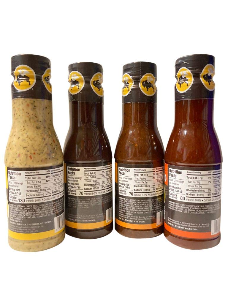Buffalo Wild Wings Sweet and Spicy Variety Bundle - Parmesan Garlic, Honey BBQ, Caribbean Jerk, Mango Habanero - 12 ounces each One Size