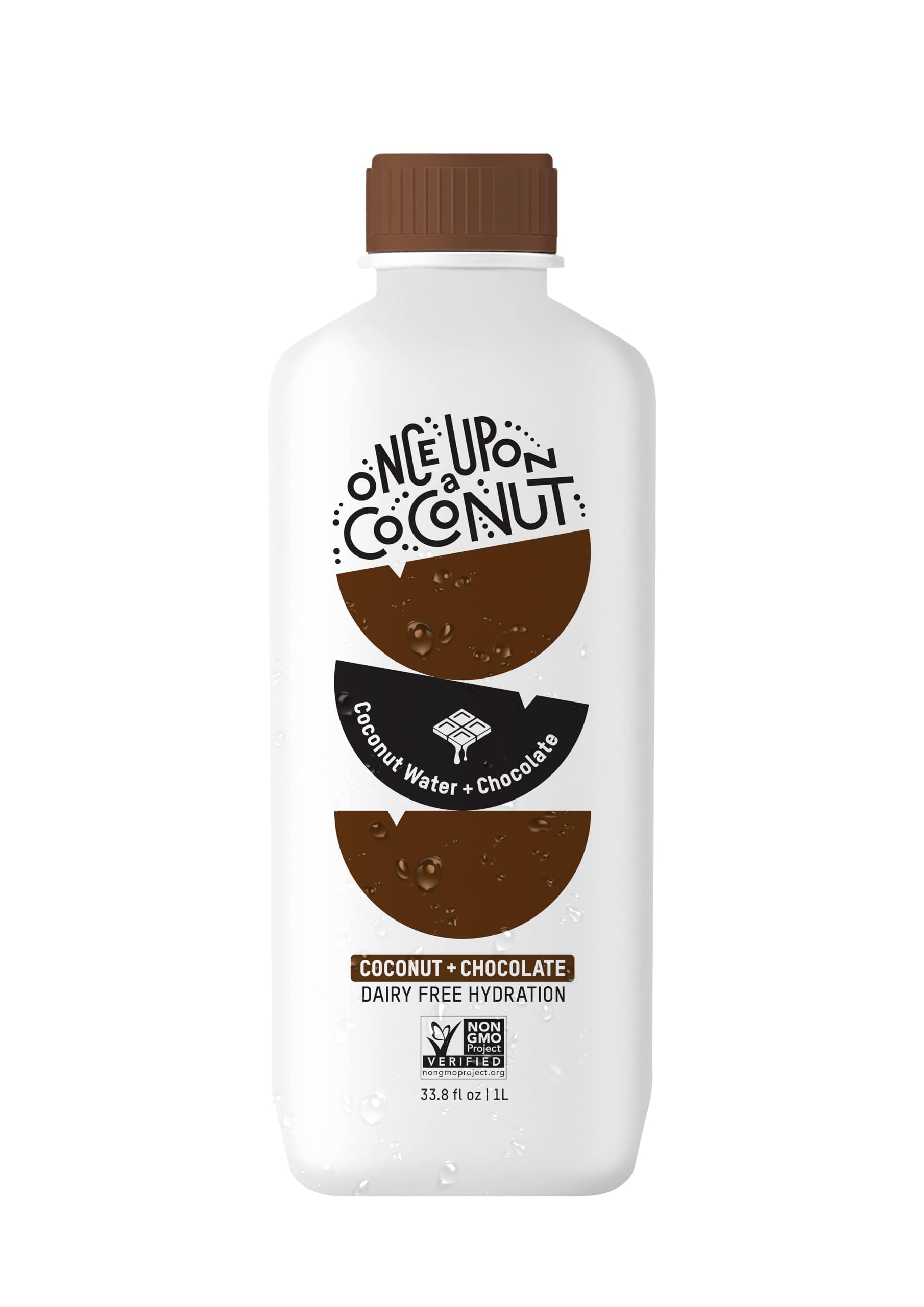 Once Upon a Coconut Premium Chocolate Coconut Water 1L - Low Calorie All-Natural Drink with Electrolytes - Non-GMO - Gluten-Free -33.8 Fl Oz (Pack