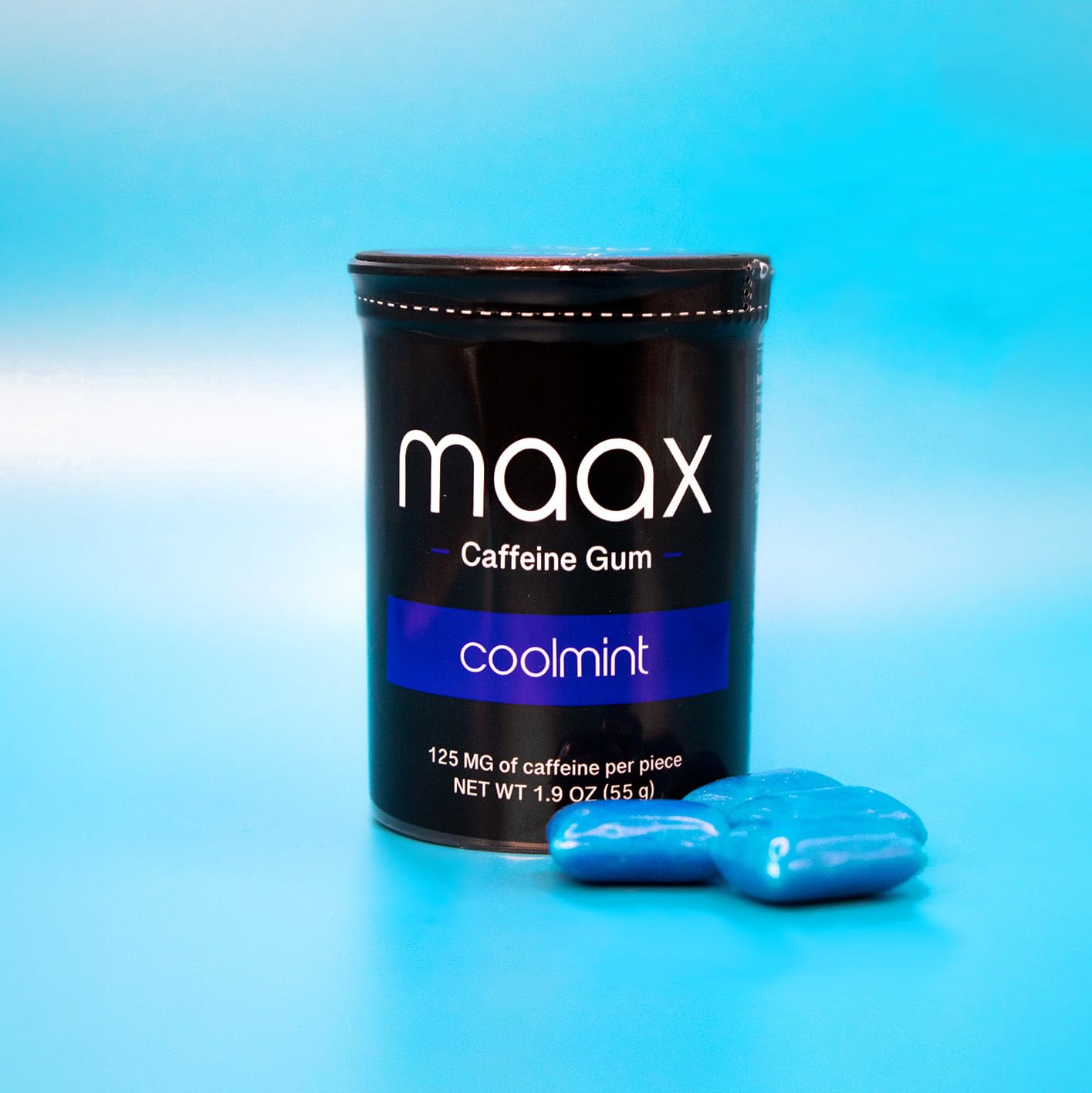 Maax Caffeine Energy Gum | 125mg of caffeine per piece | Coolmint | 25 pieces per container
